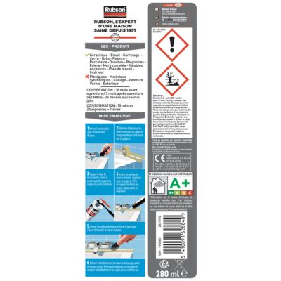 Mastic bain et cuisine Rubson blanc 280ml