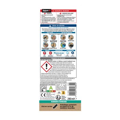 Mastic bain et cuisine Rubson blanc 280ml