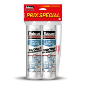 Mastic bain et cuisine Rubson blanc 2x280ml