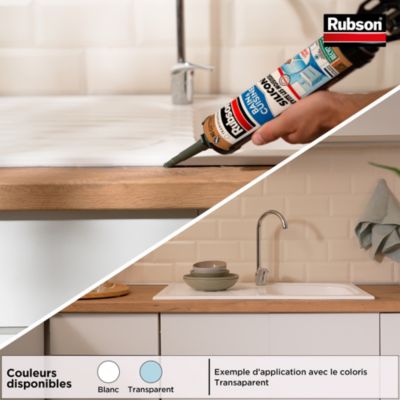 Mastic bain et cuisine Rubson blanc 2x280ml