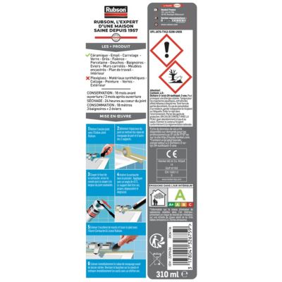 Mastic bain et cuisine Rubson transparent 310ml