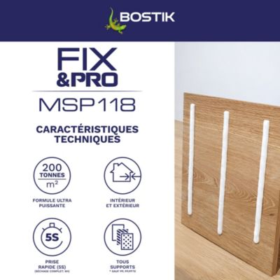 Mastic-colle Bostik FIX&PRO MSP 118 Objets lourds