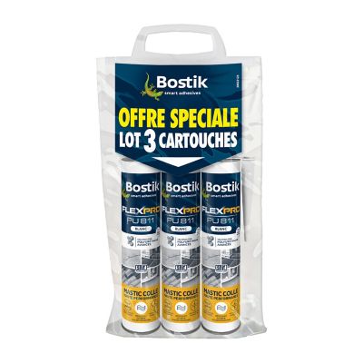 Mastic Colle Bostik Flexpro PU 811 blanc 300ml vendu par 3 pièces