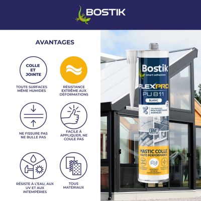 Mastic colle Bostik Flexpro PU 811 blanc 300ml