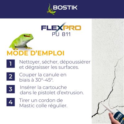 Mastic colle Bostik Flexpro PU 811 blanc 300ml