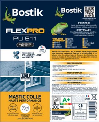 Mastic colle Bostik Flexpro PU 811 gris anthracite 300ml
