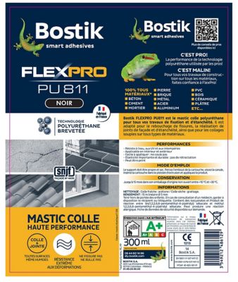Mastic colle Bostik Flexpro PU 811 noir 300ml