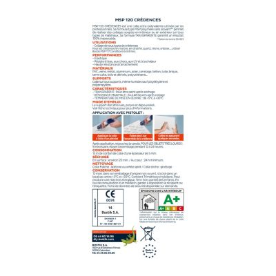 Mastic colle crédence Bostik MSP120 90 ml