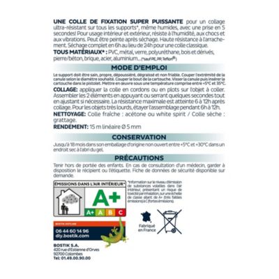 Mastic colle miroirs Bostik Fix&pro MSP 103 290 ml coloris blanc
