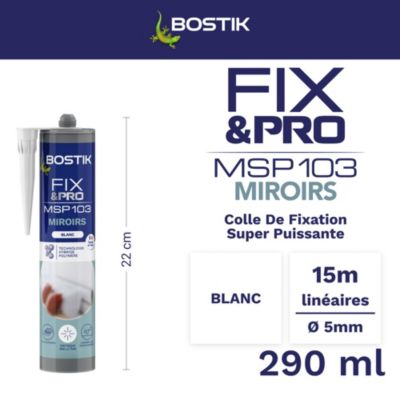 Mastic colle miroirs Bostik Fix&pro MSP 103 290 ml coloris blanc