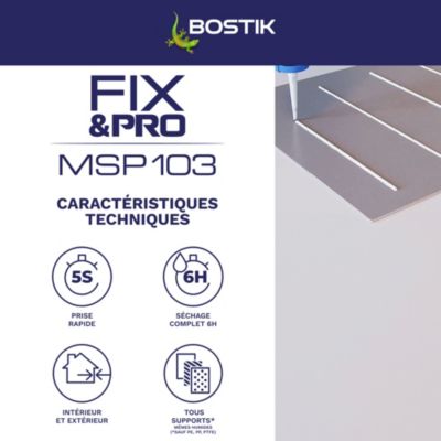Mastic colle miroirs Bostik Fix&pro MSP 103 290 ml coloris blanc