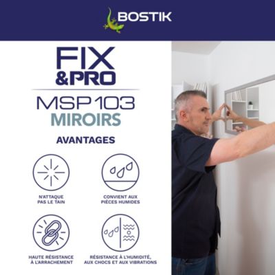 Mastic colle miroirs Bostik Fix&pro MSP 103 290 ml coloris blanc