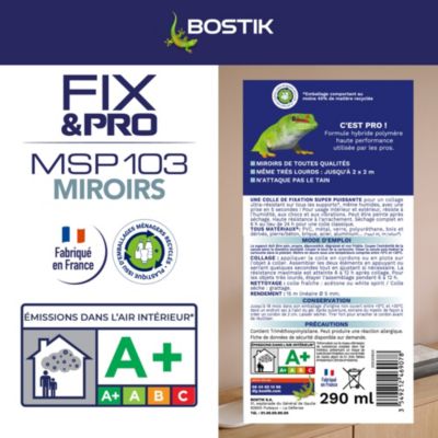 Mastic colle miroirs Bostik Fix&pro MSP 103 290 ml coloris blanc