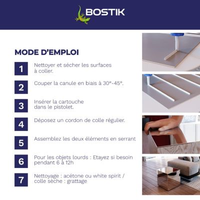 Mastic colle miroirs Bostik Fix&pro MSP 103 290 ml coloris blanc
