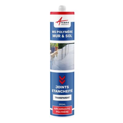 Mastic Colle MS Polymère, étanchéité des sols et murs : ARCAMASTIC POLYMÈRE Transparent - 290 ml x 1 - ARCANE INDUSTRIES