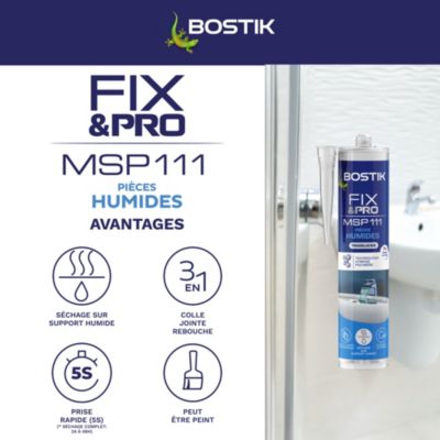 Mastic colle pièces humides Bostik Fix&pro MSP 111 290 ml