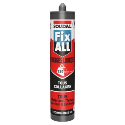 Mastic colle Soudal Fixall charges lourdes blanc 290ml