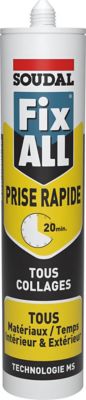 Mastic colle Soudal Fixall prise rapide blanc 290ml