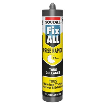 Mastic colle Soudal Fixall prise rapide blanc 290ml