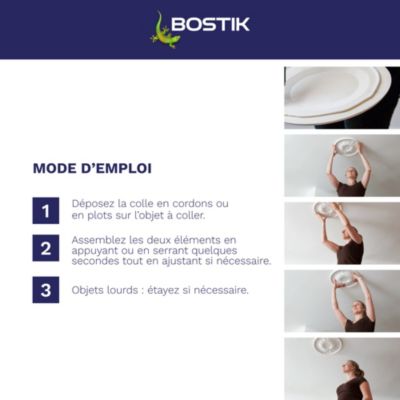 Mastic colle spécial polystyrène et moulures blanc Bostik Fix&pro MSP 121, cartouche de 290 ml