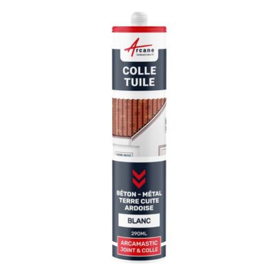 Mastic Colle Tuiles Polyuréthane Hybride: ARCAMASTIC JOINT ET COLLE Blanc - 290 ml x 1 - ARCANE INDUSTRIES