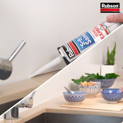 Mastic d'étanchéité salle de bain Rubson silicone séchage express blanc 280ml