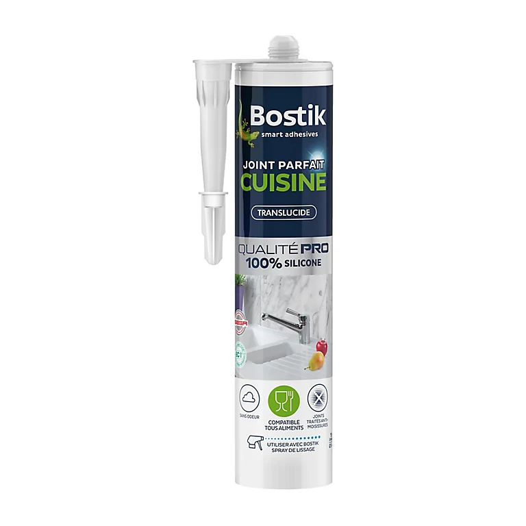 Mastic d'étanchéité spécial cuisine translucide Bostik Joint Parfait tous  matériaux, cartouche de 280 ml