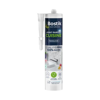Mastic d’étanchéité spécial cuisine translucide Bostik Joint Parfait tous matériaux, cartouche de 280 ml