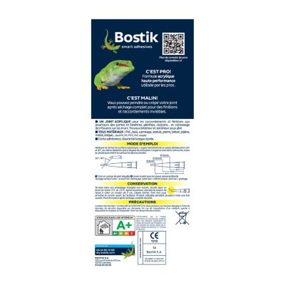 Mastic d’étanchéité spécial maçonnerie et portes blanc Bostik Joint Parfait tous matériaux, lot de 3 cartouches de 280 ml