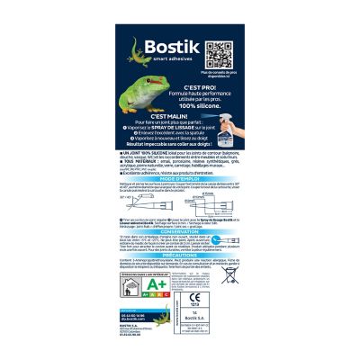 Mastic d’étanchéité spécial salle de bain translucide Bostik Joint Parfait tous matériaux, cartouche de 280 ml