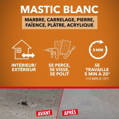 Mastic polyester Sintopierre blanc 170 ml