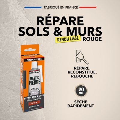 Mastic polyester Sintopierre rouge en tube de 66 ml