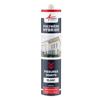 Mastic Polyuréthane Hybride Fissures et Joints : ARCAMASTIC JOINT ET COLLE Blanc - 290 ml x 1 - ARCANE INDUSTRIES