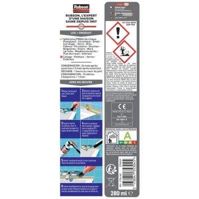 Mastic Rubson Bain & Cuisine Baignoire synthétique blanc cartouche 280ml
