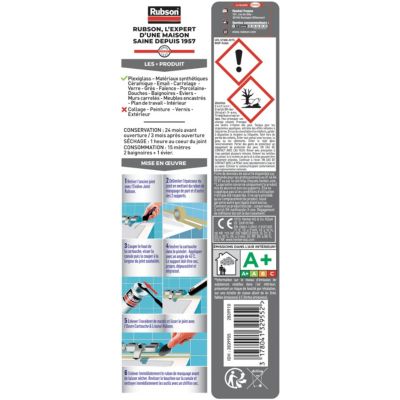 Mastic Rubson Bain&Cuisine Expert Anti-moisissures transparent cartouche 280ml