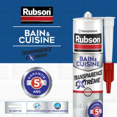 Mastic Rubson Bain&Cuisine Expert Anti-moisissures transparent cartouche 280ml