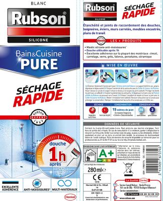 Silicone anti-moisissures blanc RUBSON : la cartouche de 280 ml à