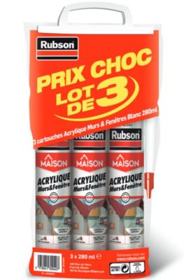 Mastic Rubson Maison Acrylique Murs-Fenêtres blanc cartouche 280ml vendu par 3 pièces