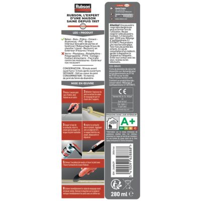 Mastic Rubson Maison Acrylique Murs-Fenêtres blanc cartouche 280ml vendu par 3 pièces