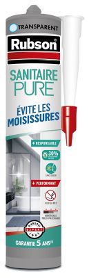 Mastic Sanitaire Transparent Rubson Pro - Cartouche 300ml - Pour Jointoiement étanche