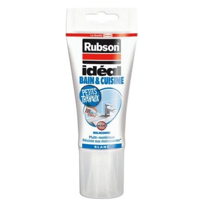 Rubson Je Jointe Mastic Blanc 50 ml, mastic étanche anti-moisissure en tube  prêt à l'emploi, mastic silicone durable pour joints sanitaires spécial