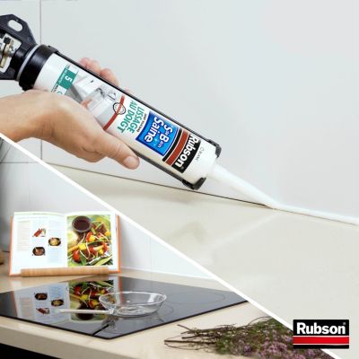 Mastic Rubson Sanitaire Salle de bains Saine Lissage au doigt blanc cartouche 280ml