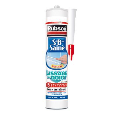 Mastic Rubson Sanitaire Salle de bains Saine Lissage au doigt blanc cartouche 280ml