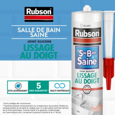 Mastic Rubson Sanitaire Salle de bains Saine Lissage au doigt blanc cartouche 280ml
