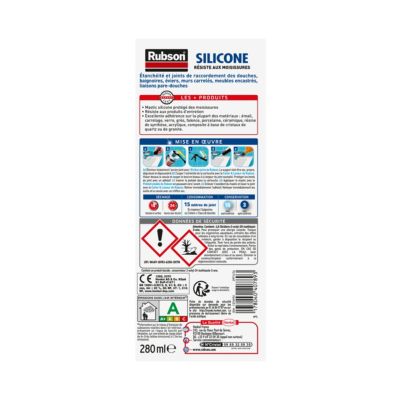 Mastic Rubson Sanitaire Salle de bains Saine Mastic blanc cartouche 280ml vendu par 2