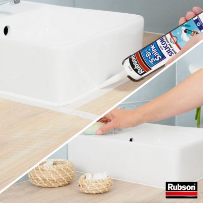 Mastic Rubson Sanitaire Salle de bains Saine Mastic blanc cartouche 280ml vendu par 2
