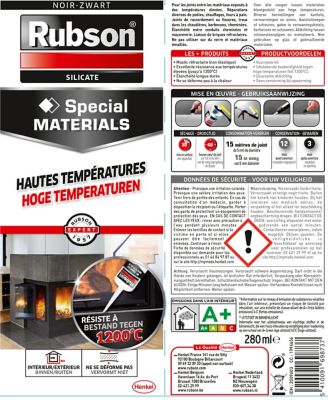 Mastic Rubson Special Materials Hautes Températures noir cartouche 280ml