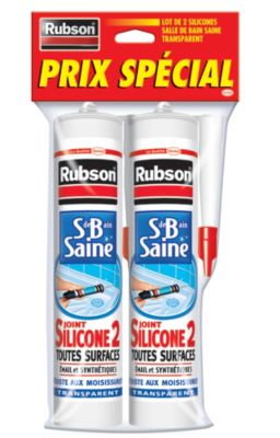 Mastic salle de bain Rubson transparent 280ml vendu par 2