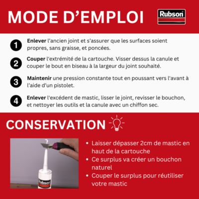 Mastic Sanit salle de bain Rubson blanc 280ml