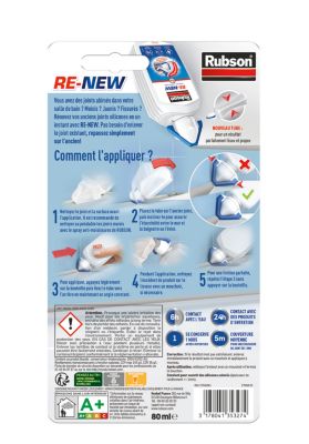 Mastic sanitaire Re-New étanche & anti-moisissures gris 80ml - RUBSON